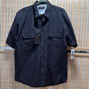 Tahari Black Casual Button Down Shirt with Short Sleeves